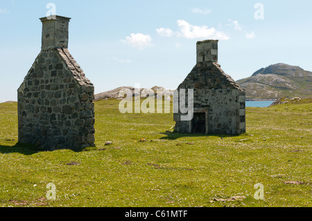 Das verlassene Dorf Eòrasdail auf der Insel Vatersay in den äußeren Hebriden. Stockfoto