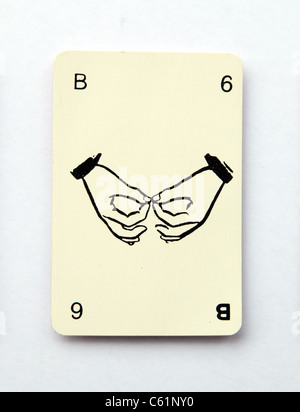 Der Buchstabe b Dinkel auf eine alte Spielkarte aus den 1960er Jahren "Kan-U-Go" Stockfoto