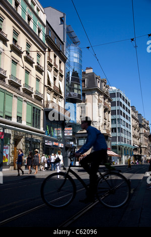 Rue De La Croix in Genf Stockfoto