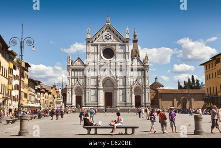 Basilika von Santa Croce (Piazza Santa Croce) Florenz, Italien Stockfoto