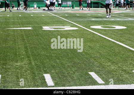 50-Yard-Linie Marker auf Saskatchewan ehemaliger Platz im Mosaik-Stadion Taylor Feld Regina Kanada Stockfoto