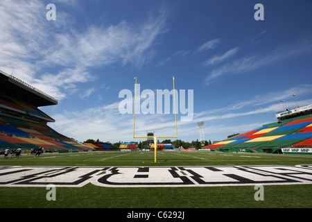 saskatchewan roughriders Pitch Mosaik Stadion taylor Field regina kanada suchen Über die Teilung von der Endzone Stockfoto