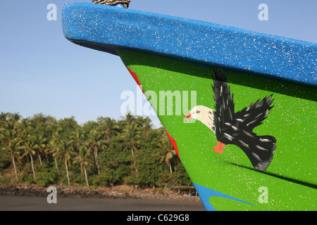 Detail der Angeln Boot Motiv am Strand. Stockfoto