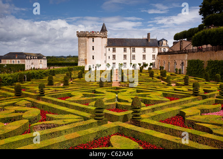 Der schöne Garten der Liebe auf Schloss Villandry im historischen Loiretal, Frankreich. Stockfoto