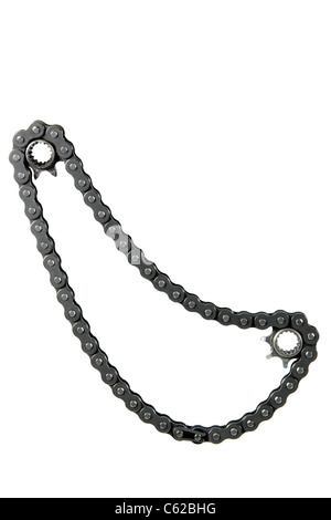 Ketten-Antrieb, isoliert auf weißem Hintergrund Stockfoto