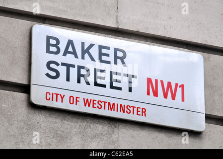 Baker Street Zeichen, Marylebone, London, England, UK Stockfoto