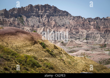 Die Badlands Yellow Mounds überblicken die Landschaft des Rocky Mountains National Park South Dakota von der großen hochauflösenden horizontalen Ebene in den USA hochauflösende US-Hochauflösung Stockfoto