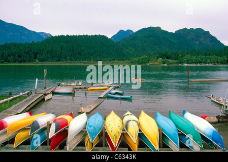 Kanu fahren Sie, Bootsverleih, Pitt Lake in der Nähe von Pitt Meadows und Maple Ridge, BC, Britisch-Kolumbien, Kanada - Boote mieten, Fraser Valley Stockfoto