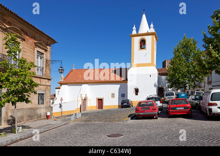 São João Kirche in Castelo de Vide, Portalegre, Alto Alentejo, Portugal. Stockfoto