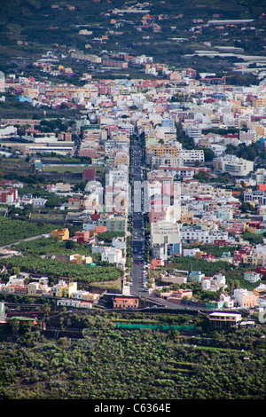 Blick vom Aussichtspunkt El Time über Los Llanos de Aridane, La Palma, Kanarische Inseln, Spanien, Europa Stockfoto