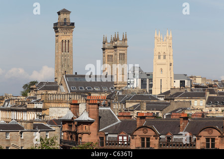 Trinity College und Park Church Türmen im West End von Glasgow, Schottland, Großbritannien Stockfoto