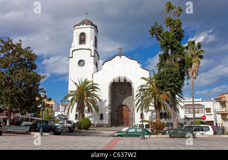 Kirche Iglesia de Nuestra Señora de Montserrat auf der Plaza de monterrat, Los Sauces, La Palma, Kanarische Inseln, Spanien, Europa Stockfoto