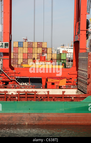 Container-Operationen am Hafen von Dublin In Irland Stockfoto