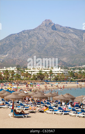Buddha Beach in Puerto Banus Marbella Spanien Stockfoto