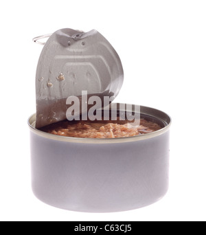 Dose Thunfisch isoliert auf dem weißen Stockfoto