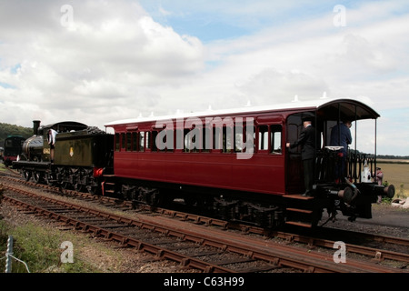 J15 Dampflokomotive, North Norfolk Railway, UK.  Weybourne Station. Wisbech und Upwell Straßenbahn. Stockfoto