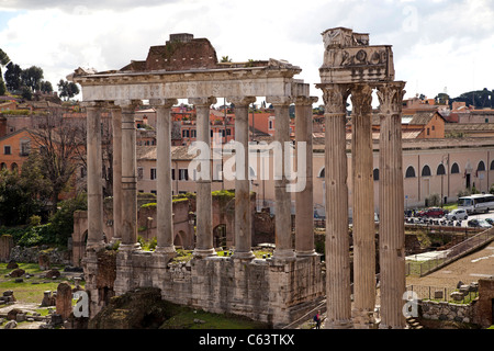 Spalten des antiken Forum Romanum, Rom, Italien, Europa Stockfoto