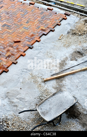 Block Pflaster Verlegung Stockfoto