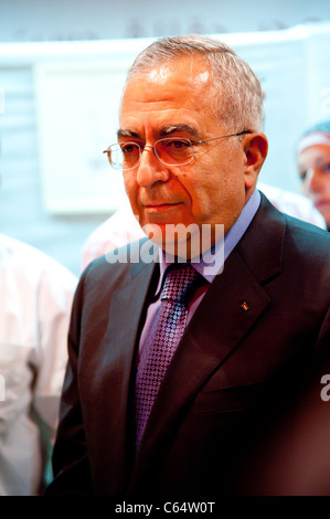 Salam Fayyad, Premierminister der palästinensischen Autonomiebehörde besucht die Eröffnung der Yabous Cultural Center in Ost-Jerusalem. Stockfoto