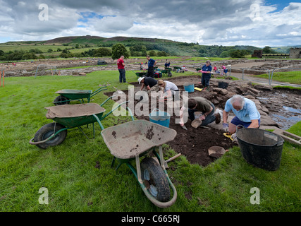 Römisches Kastell Vindolanda, archäologischen Ausgrabungen. Stockfoto