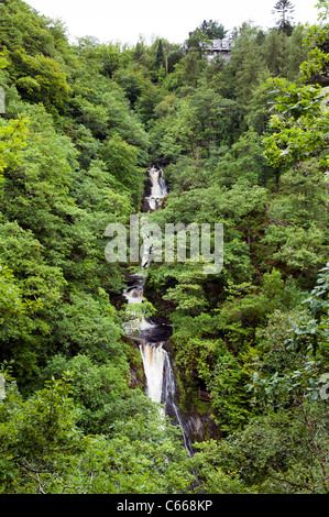 Wasserfall bei Teufelsbrücke Touristenattraktion Westwales - Inspiration für Wordsworth für "In the Torrent bei der Teufelsbrücke" Stockfoto