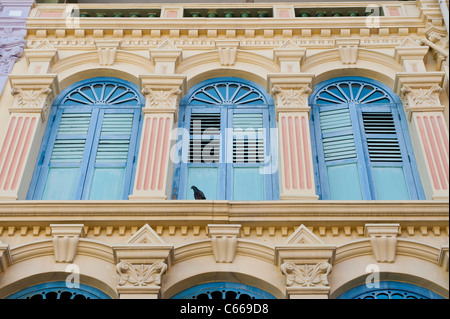 Bunte Shophouse in Chinatown, Singapur Stockfoto