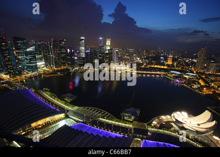 Blick auf die Bucht von Marina Bay Sand Hotel, Singapur Stockfoto