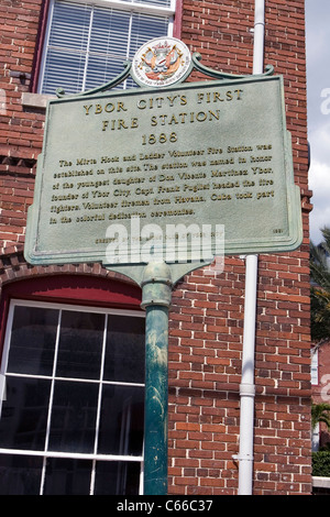 YBOR CITY ERSTE FEUERWACHE 1886. Die Station war die jüngste Tochter von Don Vicente Martinez Ybor benannt. Stockfoto