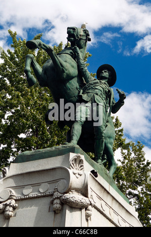 Statue zum Gedenken an die Canadian Mounted Rifles kämpften in der südafrikanischen Krieg, Centre Ville, Montreal, Quebec, Kanada Stockfoto