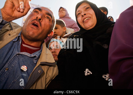 Am Feb.18, 2011, feiern die Ägypter im Kairoer Tahrir-Platz zum Tag des Sieges, 1 Woche nach dem Sturz von Präsident Mubarak Stockfoto