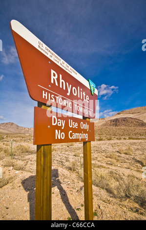 Rhyolith ist eine Geisterstadt im Nye County, im US-Bundesstaat Nevada. Es liegt in den Hügeln von Bullfrog. Stockfoto