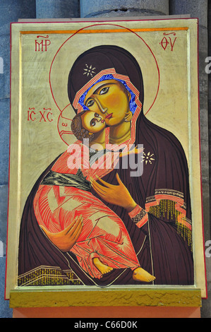 Madonna und Kind-Symbol, Kathedrale von Exeter, Exeter, Devon, England, Vereinigtes Königreich Stockfoto