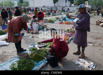 Sonntag Wochenmarkt. Paro. Bhutan Stockfoto