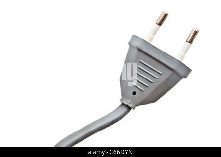 Gray elektrischer Stecker isolierten auf weißen Hintergrund Stockfoto