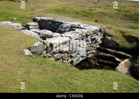 Stufen führen hinunter zu St Gwenfaen Heiligen gut Rhoscolyn Anglesey Ynys Mon Gwynedd Wales Cymru UK GB Stockfoto