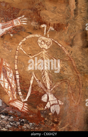 Aborigine-Felskunst an Nourlangie, Kakadu-Nationalpark, Northern Territory, Australien Stockfoto