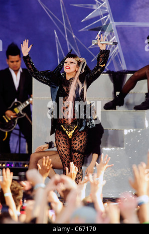 Lady Gaga bei Talkshow-Auftritt von Lady Gaga auf ABC GOOD MORNING AMERICA show, Rumsey Playfield im Central Park, New York, Stockfoto