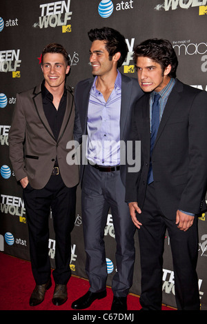 Colton Haynes, Tyler Hoechlin, Tyler Posey im Ankunftsbereich für TEEN WOLF Premiere Party, The Roosevelt Hotel, Los Angeles, CA 25. Mai 2011. Foto von: Emiley Schweich/Everett Collection Stockfoto