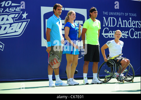 USTA Billie Jean King National, Kim Clijsters, Roger Federer und Rafael Nadal bei einem öffentlichen Auftritt für 2010 Arthur Ashe Kids Day Stockfoto