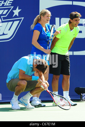 USTA Billie Jean King National, Kim Clijsters, Roger Federer und Rafael Nadal bei einem öffentlichen Auftritt für 2010 Arthur Ashe Kids Day Stockfoto