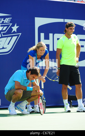 USTA Billie Jean King National, Kim Clijsters, Roger Federer und Rafael Nadal bei einem öffentlichen Auftritt für 2010 Arthur Ashe Kids Day Stockfoto