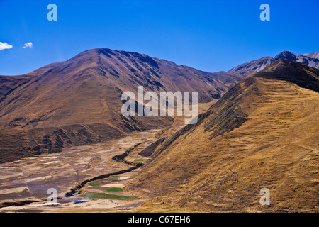 Altiplano oder High Plain oder Hochebene der Anden in der Nähe von Titicacasee in Peru, Südamerika Stockfoto