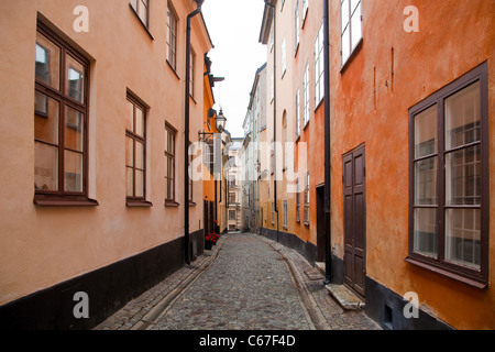 Gamla Stan - bunten Gebäuden einer alten Straße in der Altstadt von Stockholm, Schweden Stockfoto