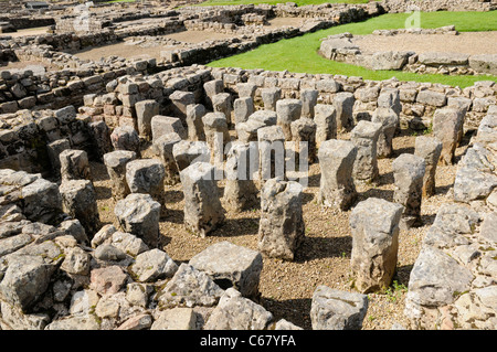 Hypokaustum in das Praetorium (Kommandierender Offizier Residenz), Vindolanda Roman Fort, in der Nähe der Hadrianswall, UK Stockfoto