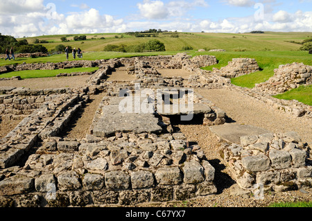 Angenommen, dass die Küche das Praetorium (Kommandierender Offizier Residenz), Vindolanda Roman Fort, in der Nähe der Hadrianswall, UK Stockfoto