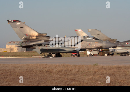 Royal Air Force Panavia Tornado GR4 militärische Düsenflugzeug in Malta während der Operationen über Libyen, 29. Juli 2011