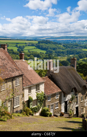 Hovis Brotwerbung Berühmter Goldhügel Shaftesbury und Blick über Blackmore Vale Shaftesbury, Dorset, England GB Europa