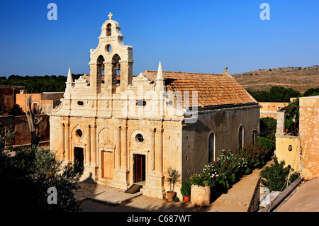 Die wichtigste Kirche von Kloster Arkadi, Symbol des Kampfes der Kreter gegen das Osmanische Reich, Rethymno, Kreta, Griechenland Stockfoto