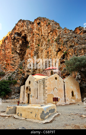 Die Kirche Agios Antonios in Agiofarago ("Heilige Canyon"), Asterousia Gebirge, Heraklion, Cretet Insel, Griechenland Stockfoto