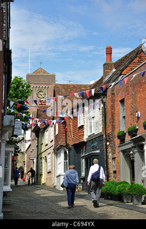 Kopfsteinpflaster und Periode Häuser, Lombard Street, Petworth, West Sussex, England, Vereinigtes Königreich Stockfoto